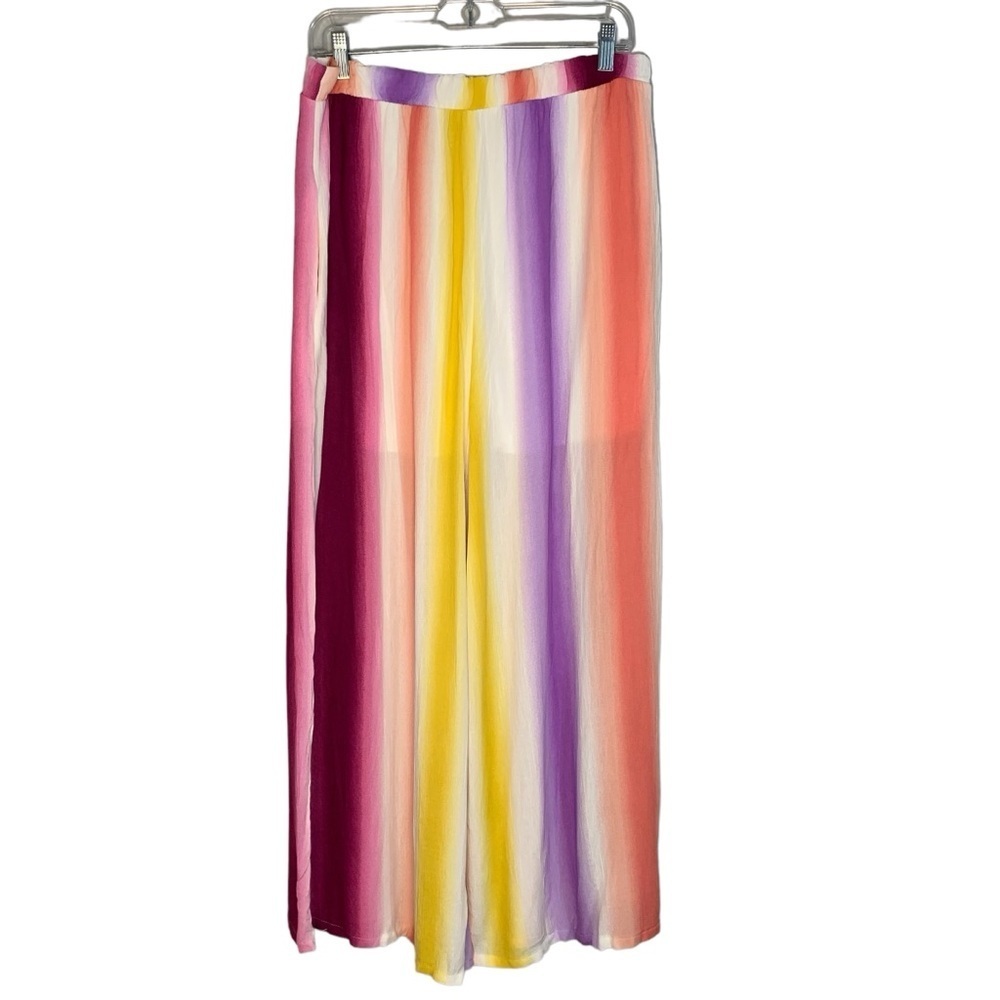 Love In‎ rainbow ombré striped flowy wide leg pant. Size 1X